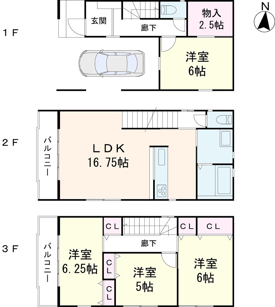 Floor plan. (No. 1 point), Price 29,800,000 yen, 4LDK, Land area 61.29 sq m , Building area 99.62 sq m