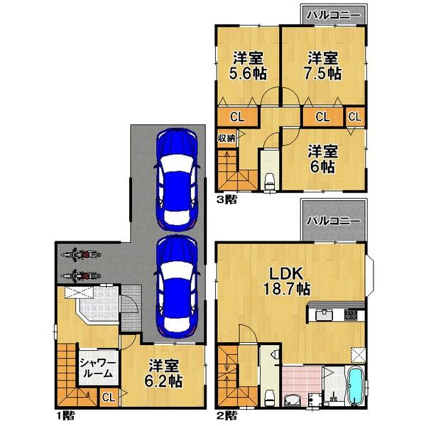 Floor plan. 26,300,000 yen, 4LDK, Land area 79.51 sq m , Building area 137.83 sq m land basis about 24 square meters or more of the newly built one detached