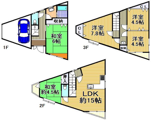 Floor plan. 23.8 million yen, 5LDK, Land area 60.22 sq m , Building area 109.82 sq m