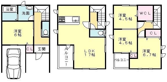 Floor plan. 31,100,000 yen, 4LDK, Land area 67.55 sq m , Building area 96.39 sq m