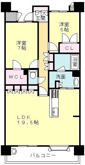 Floor plan. 2LDK, Price 24,800,000 yen, Occupied area 74.77 sq m