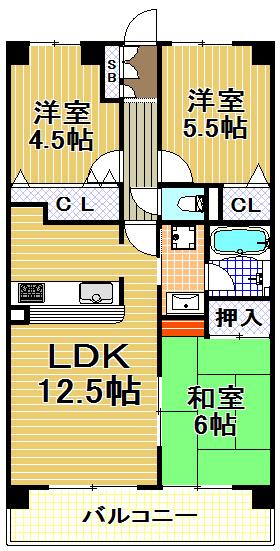 Floor plan. 3LDK, Price 15.8 million yen, Occupied area 58.64 sq m , Balcony area 10.44 sq m