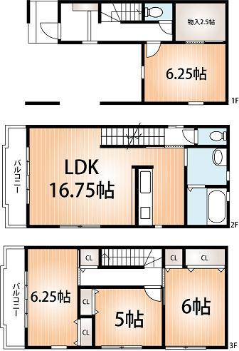 Floor plan. 29,800,000 yen, 4LDK, Land area 61.29 sq m , Building area 99.62 sq m