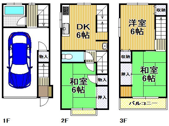 Floor plan. 9.8 million yen, 3DK, Land area 41.8 sq m , Building area 77.4 sq m
