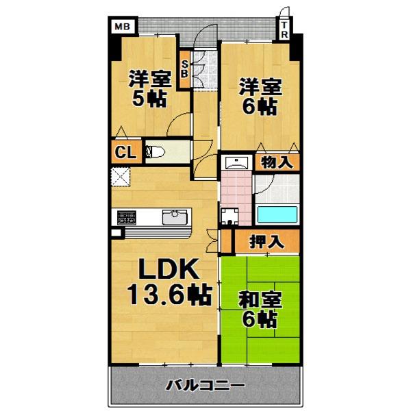 Floor plan. 3LDK, Price 15.9 million yen, Occupied area 66.16 sq m , Balcony area 11.78 sq m indoor refurbished