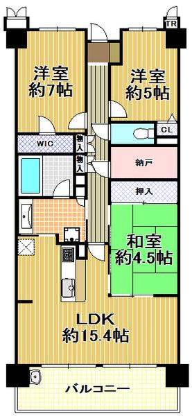 Floor plan. 3LDK, Price 25,900,000 yen, Occupied area 77.33 sq m , Balcony area 11.4 sq m