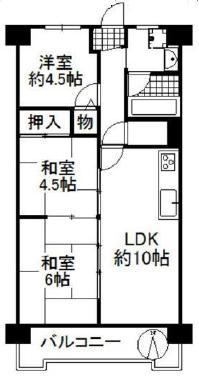Floor plan. 3LDK, Price 9.5 million yen, Occupied area 53.46 sq m , Balcony area 9.04 sq m water around, cross, This flooring replaced.. Beautifully renovated. You can immediately move.