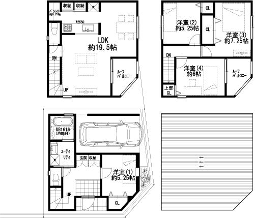 Floor plan. (An example plan), Price 33,300,000 yen, 4LDK, Land area 53.5 sq m , Building area 98.33 sq m