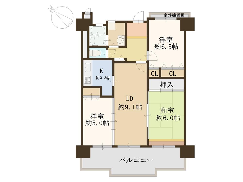 Floor plan. 3LDK, Price 9.8 million yen, Occupied area 71.31 sq m , Balcony area 13.8 sq m