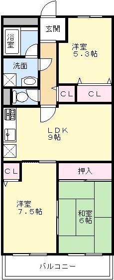 Floor plan. 3LDK, Price 16.8 million yen, Occupied area 63.28 sq m , Balcony area 6.16 sq m