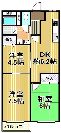 Floor plan. 3DK, Price 13 million yen, Occupied area 56.03 sq m , Balcony area 2.47 sq m   [Minato-ku, real estate buying and selling] South-facing balcony
