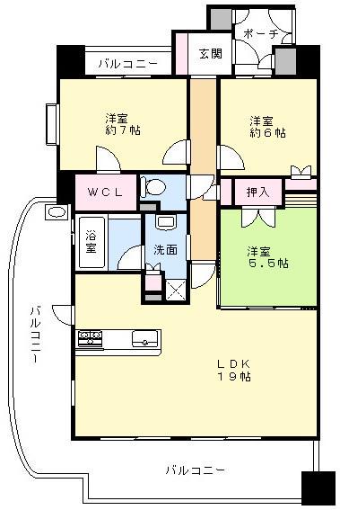 Floor plan. 3LDK, Price 28,400,000 yen, Occupied area 83.03 sq m , Balcony area 26.88 sq m