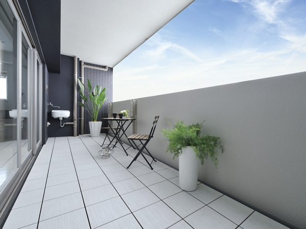 balcony ・ terrace ・ Private garden.  [balcony] Balcony there is also size can afford to put a table and chairs set. The space full of airy, Empty CG synthesis perfect (F type model room photo (July 2013 shooting) to the branch space of holiday. In fact a slightly different)