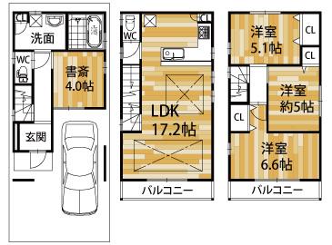 Floor plan. 27,800,000 yen, 3LDK + S (storeroom), Land area 56.54 sq m , Building area 100.68 sq m