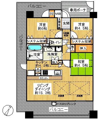 Floor plan. 3LDK, Price 29,800,000 yen, Occupied area 78.42 sq m , Balcony area 36.79 sq m 3LDK + attic storage Yes ・ Barrier-free specification ・ Occupied area 78.42 sq m