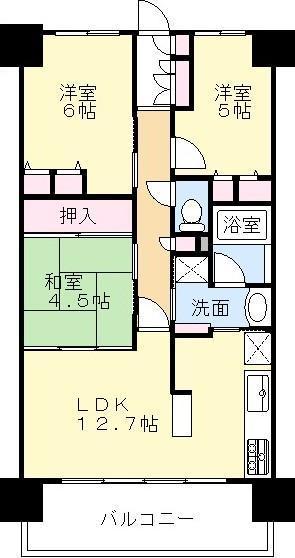 Floor plan. 3LDK, Price 23.8 million yen, Occupied area 65.88 sq m , Balcony area 11.59 sq m
