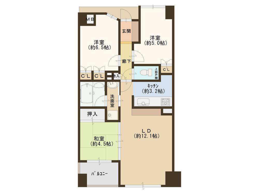Floor plan. 3LDK, Price 24,800,000 yen, Occupied area 67.46 sq m , Balcony area 5.79 sq m