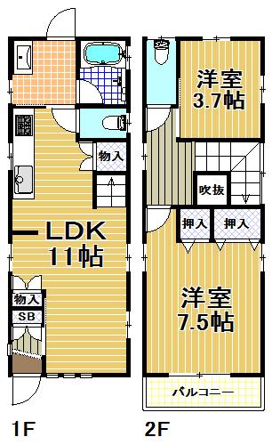 Floor plan. 18.9 million yen, 2LDK, Land area 52.23 sq m , Building area 58.8 sq m   [Minato-ku, real estate buying and selling] 2LDK ☆ 