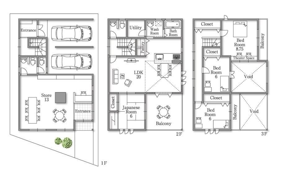 Floor plan. 69,800,000 yen, 4LDK, Land area 109 sq m , Building area 176.18 sq m reference plan (free plan per floor plan is free) First floor store type housing