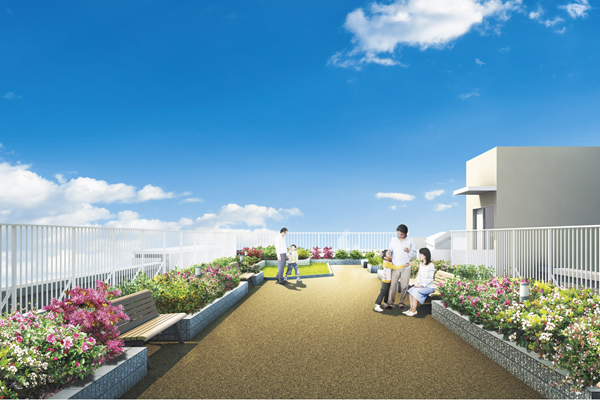 Shared facilities.  [Terrace cultivate] It installed a rooftop garden "cultivate terrace" to become a place of relaxation while touching the flowers of the four seasons (Rendering)