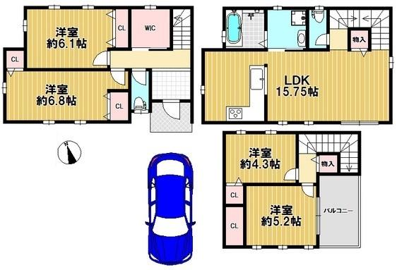 Floor plan. (No. 2 locations), Price 39,800,000 yen, 4LDK, Land area 114.68 sq m , Building area 85.7 sq m
