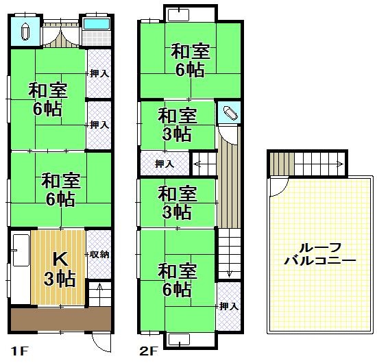 Floor plan. 7 million yen, 6K, Land area 42.27 sq m , Building area 68.8 sq m 2 storey 6K