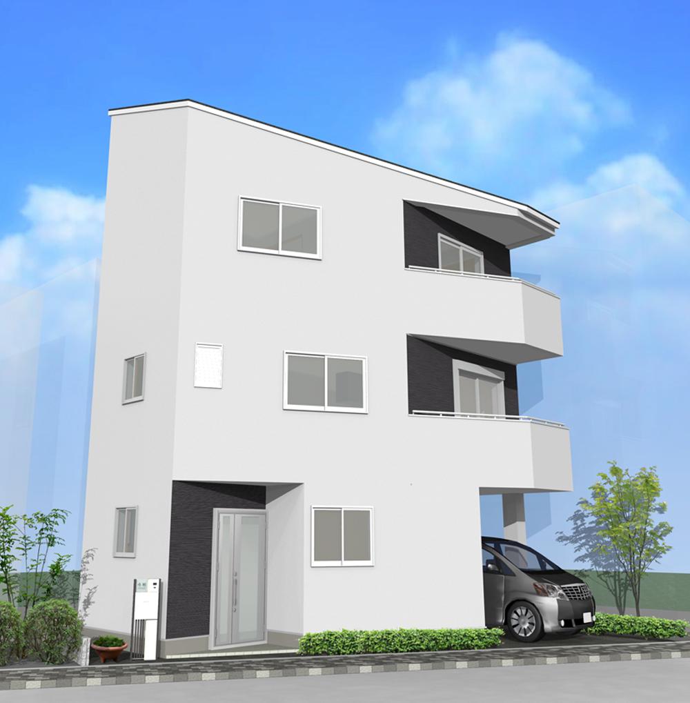 Building plan example (Perth ・ appearance). Weight steel frame three-story plan Building price 18,180,000 yen Building area 92.48 sq m