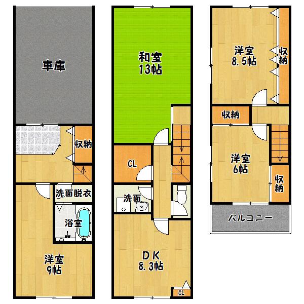 Floor plan. 25,800,000 yen, 4DK, Land area 56.06 sq m , Building area 126.35 sq m