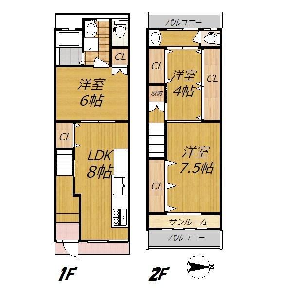 Floor plan. 16 million yen, 3LDK, Land area 56.23 sq m , Building area 80.72 sq m all room flooring. It seems can also be used for office. 