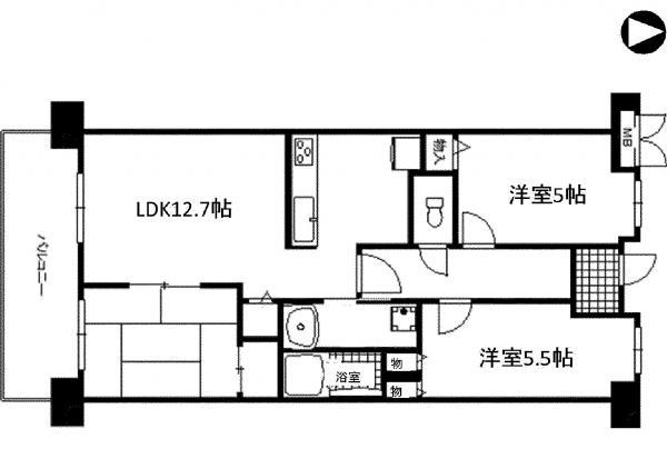 Floor plan. 3LDK, Price 16.8 million yen, Occupied area 62.08 sq m , Balcony area 9.86 sq m