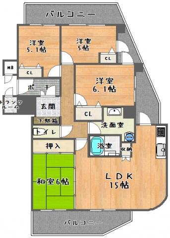 Floor plan. 4LDK, Price 31,800,000 yen, Occupied area 86.69 sq m , Balcony area 26.73 sq m