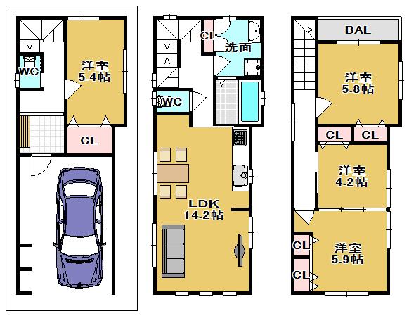 Floor plan. 31,800,000 yen, 4LDK, Land area 61.81 sq m , Building area 116.74 sq m