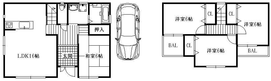 Compartment view + building plan example. Building plan example, Land price 29,800,000 yen, Land area 95.48 sq m , Building price 15 million yen, Building area 103.84 sq m