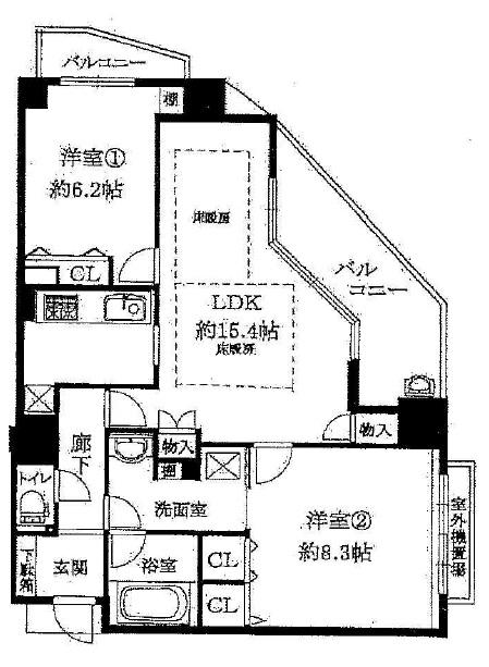 Floor plan. 2LDK, Price 26,800,000 yen, Occupied area 70.32 sq m , Balcony area 9.52 sq m