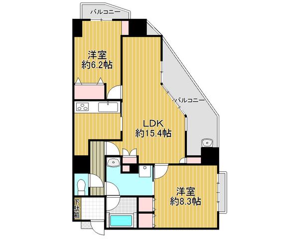 Floor plan. 2LDK, Price 26,800,000 yen, Occupied area 70.32 sq m , Balcony area 9.52 sq m