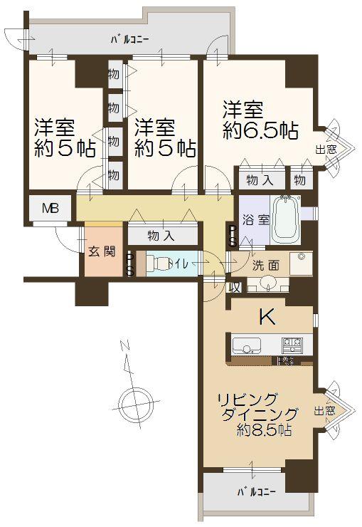 Floor plan. 3LDK, Price 28,900,000 yen, Occupied area 83.15 sq m , Balcony area 13.96 sq m   [Floor plan]
