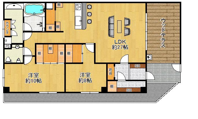 Floor plan. 2LDK, Price 29,800,000 yen, Occupied area 99.37 sq m