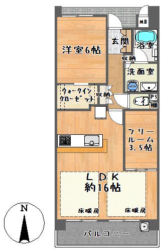 Floor plan. 2LDK, Price 25,800,000 yen, Occupied area 60.05 sq m