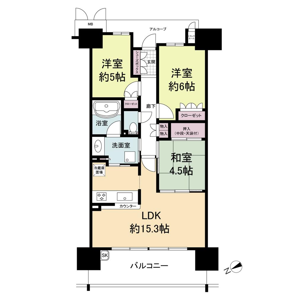 Floor plan. 3LDK, Price 31,900,000 yen, Occupied area 68.74 sq m , Balcony area 11.78 sq m