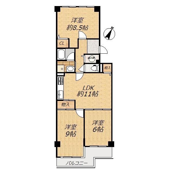 Floor plan. 3LDK, Price 18,800,000 yen, Occupied area 75.47 sq m , Balcony area 8.37 sq m