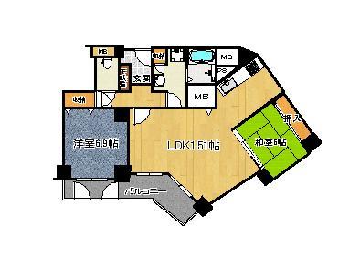 Floor plan. 2LDK, Price 16.8 million yen, Occupied area 65.58 sq m , Balcony area 8.34 sq m