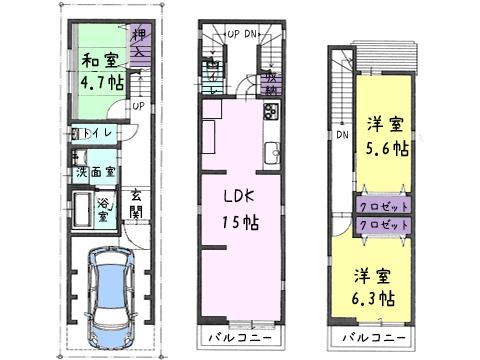 Floor plan. 28.8 million yen, 3LDK, Land area 45.96 sq m , Building area 95.56 sq m reference plan view