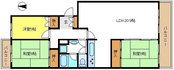 Floor plan. Spacious 3LDK. It is charm have also spacious living
