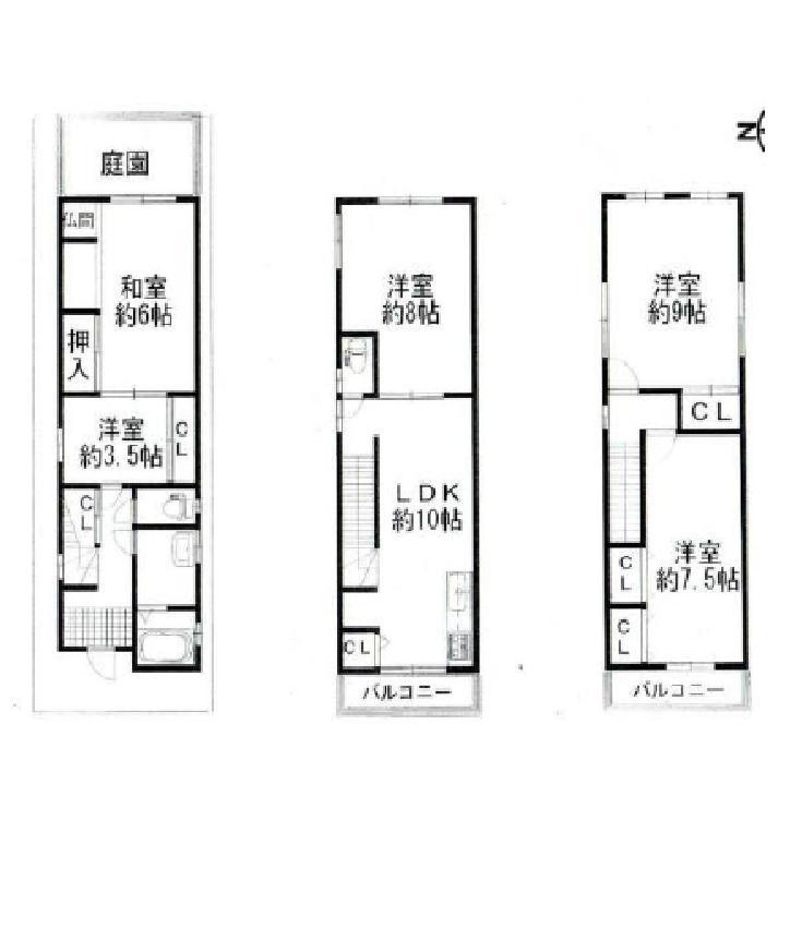 Floor plan. 18,800,000 yen, 4LDK, Land area 59.94 sq m , Floor plan of the building area 104.76 sq m 5LDK