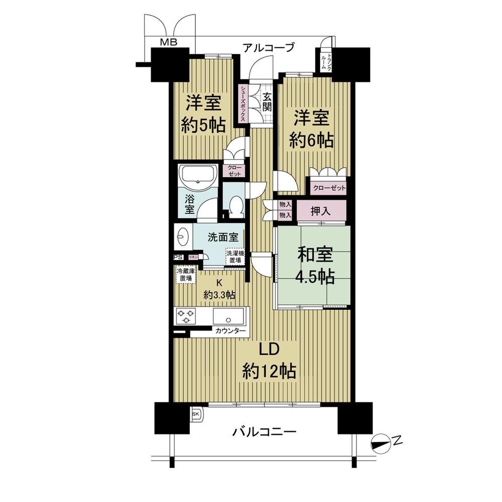 Floor plan. 3LDK, Price 29,200,000 yen, Occupied area 68.73 sq m , Balcony area 11.78 sq m