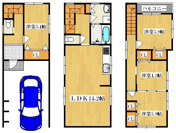 Floor plan. 32,800,000 yen, 4LDK, Land area 61.81 sq m , Building area 116.74 sq m   ◆ Floor plan