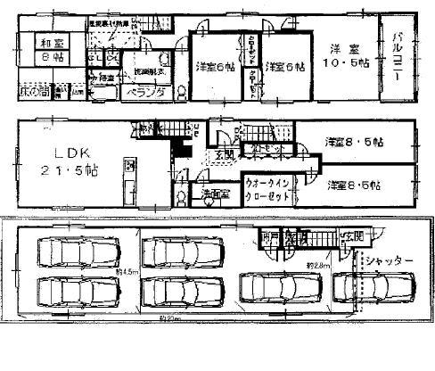 Floor plan. 48,800,000 yen, 6LDK, Land area 124.58 sq m , Building area 277.07 sq m