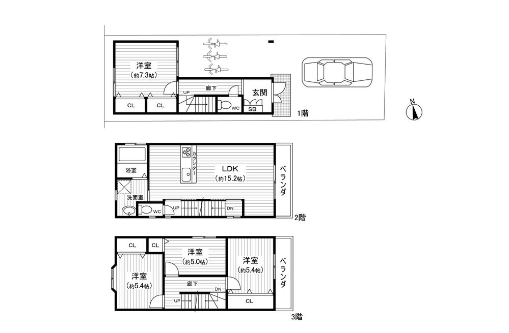 Floor plan. 39,800,000 yen, 4LDK, Land area 81.81 sq m , Building area 103.41 sq m steel frame three-story Rooftop Yes