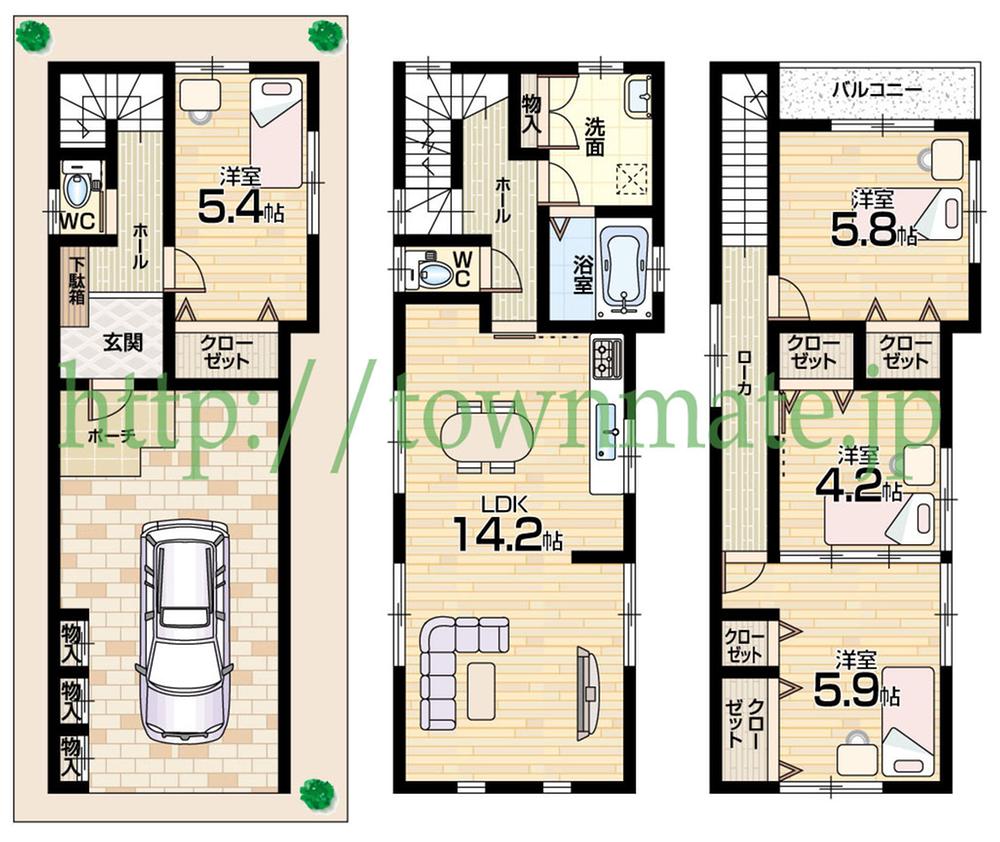 Floor plan. 31,800,000 yen, 4LDK, Land area 61.81 sq m , Building area 116.74 sq m Floor