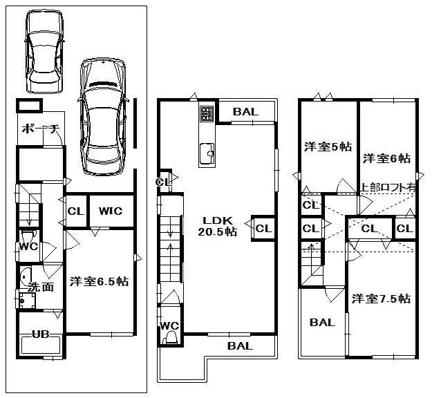 Floor plan. 42,800,000 yen, 4LDK, Land area 72 sq m , Building area 119.12 sq m parking two possible ☆